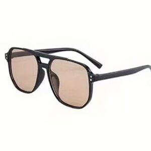 NEW Unisex Black Aviator Sunglasses with Brown Lenses